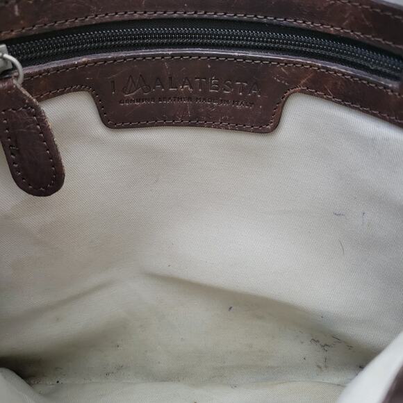 I Malatesta Leather Brown Crossbody Shoulder Bag Made in Italy - Picture 13 of 14